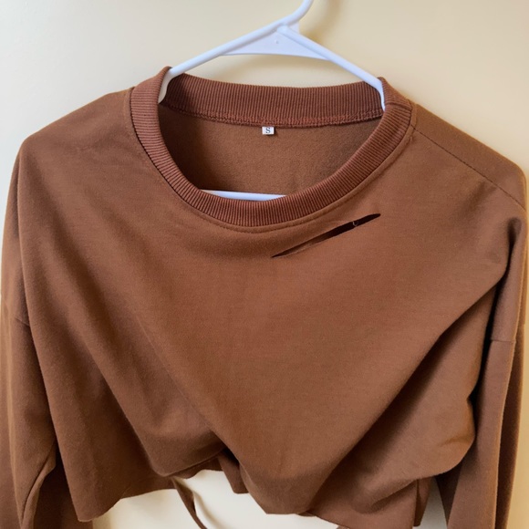 Brown cropped crew neck - Picture 2 of 3
